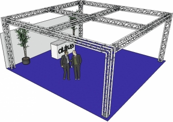 Alutruss Messestand Quadlock 6082 Quadrat 7,71x7,71x3,5m