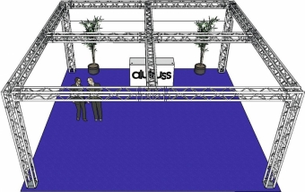 Alutruss Messestand Quadlock 6082 Quadrat 7,71x7,71x3,5m