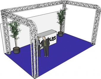 Alutruss Messestand Quadlock 6082R U-Form 7x4x3,5m