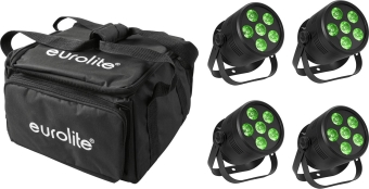 4er Bundle Eurolite Led Silent Par 6 QCL + Softbag