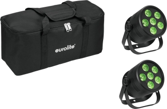 2er Bundle Eurolite Led Silent Par 6 QCL + Softbag