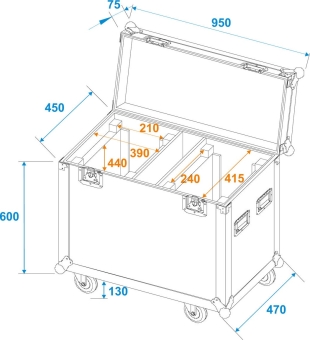 Roadinger 2x IP TMH-H760 mit Rollen