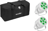 2er Bundle Eurolite Led Silent Par 6 QCL ws + Softbag