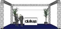 Alutruss Messestand Quadlock 6082R U-Form 7x4x3,5m