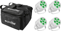 4er Bundle Eurolite Led Silent Par 6 QCL ws + Softbag